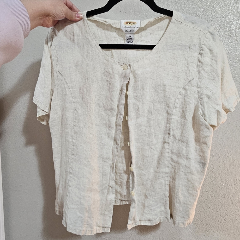 Talbot's Linen Short Sleeve Blouse